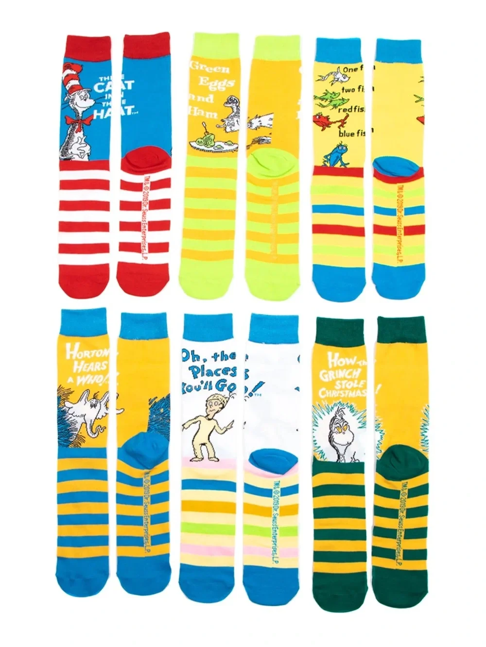 Dr. Seuss | Set of 6 Whimsicle Book Socks | One Size fits Most Adults